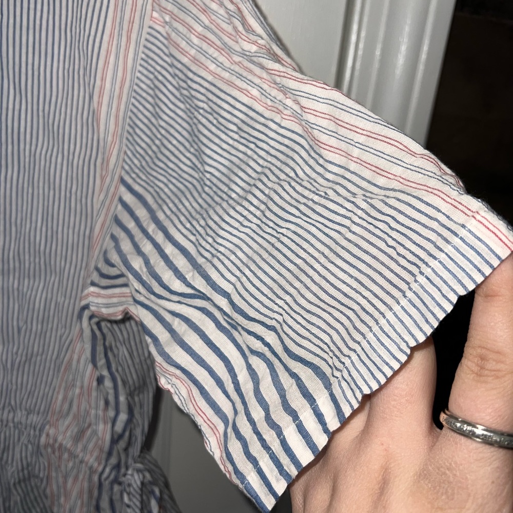 Madewell Stripe Drawstring Side Button Down Top S… - image 4